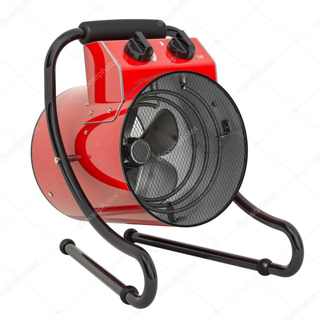 Industrial fan heater, electric floor heat gun. 3D rendering
