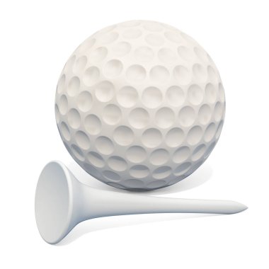 Golf topu ve tee, 3D Rendering