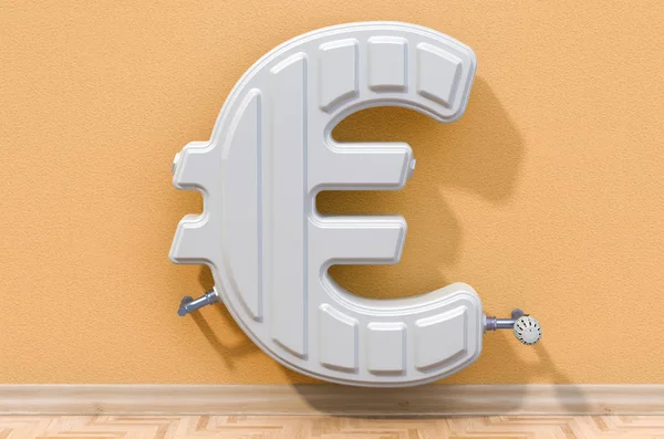 Concepto de ahorro energético. Radiador de calefacción en forma de símbolo del euro — Foto de Stock