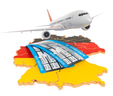 Almanya'ya uçuşlar konsepti. 3d render