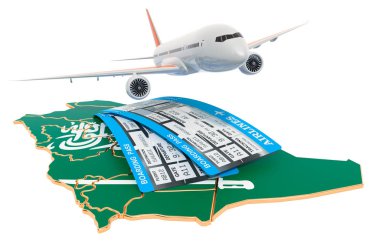 Suudi Arabistan'a uçuşlar konsepti. 3d render