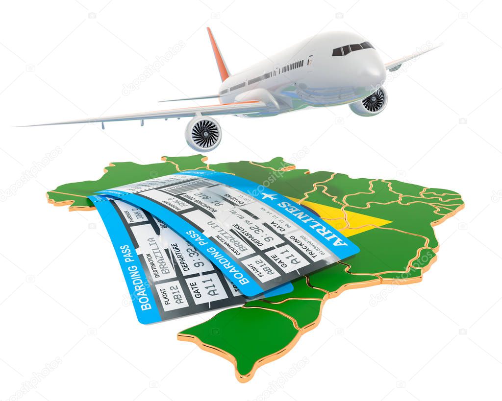 Flights to Brazil concept. 3D rendering