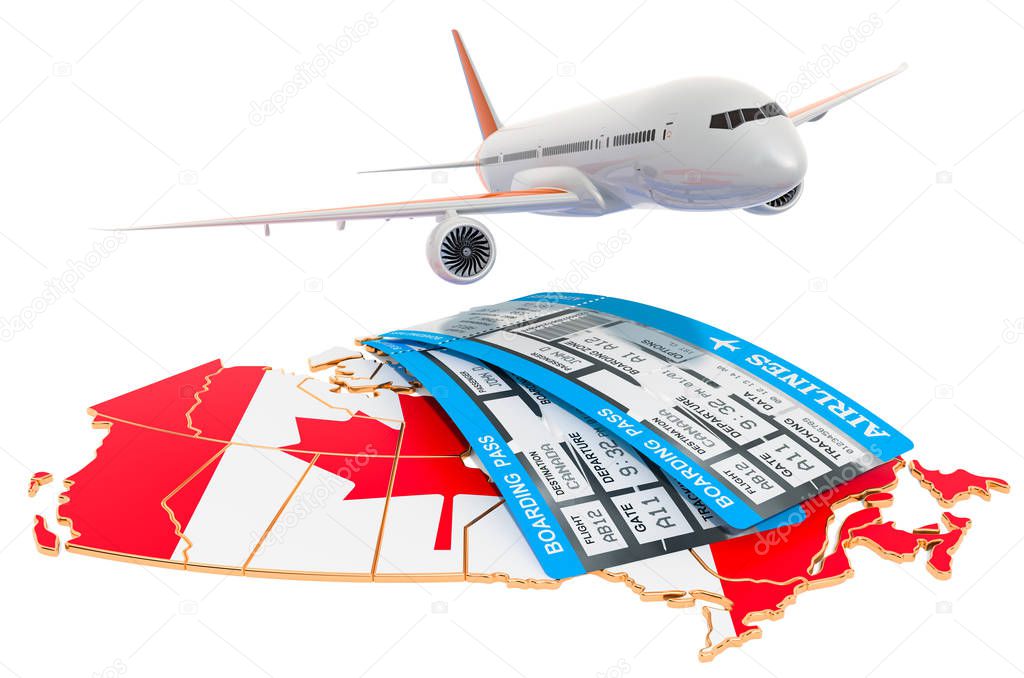 Flights to Canada concept. 3D rendering