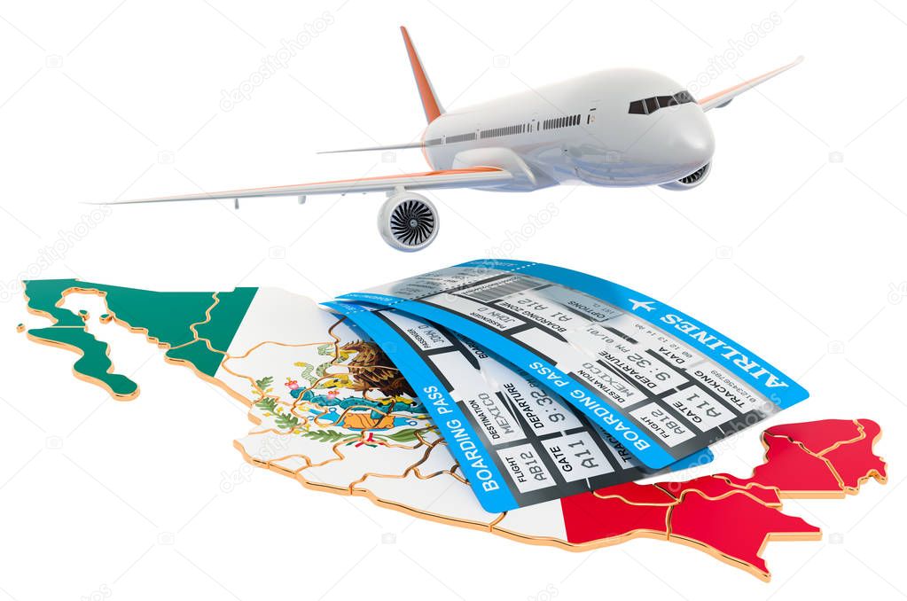 Flights to Mexico concept. 3D rendering