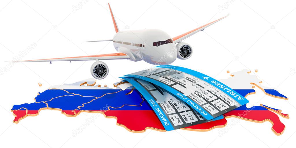 Flights to Russia concept. 3D rendering