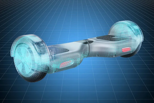 Visualization 3d cad model of hoverboard, self-balancing scooter — Stock Photo, Image