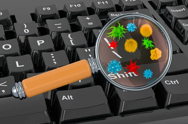 Комп'ютерна клавіатура з мікробами і бактеріями — стокове фото