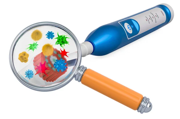 Elektrische tandenborstel met virussen en bacteriën — Stockfoto