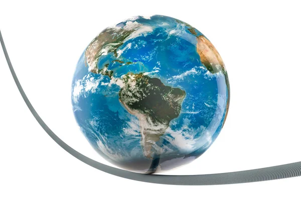 Earth Globe pada tali tegang, render 3D — Stok Foto