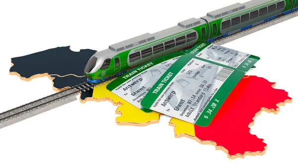 Bahnfahren in Belgien, Konzept. 3D-Darstellung — Stockfoto