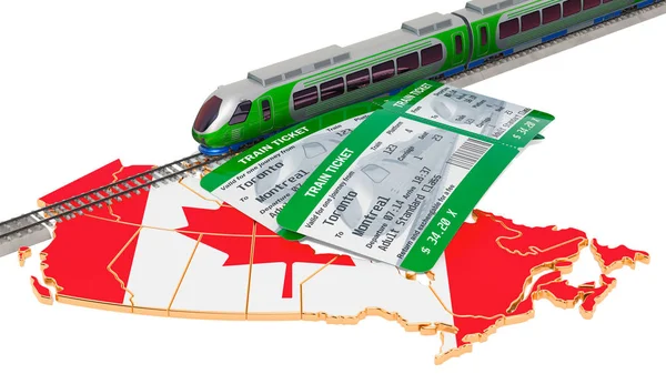 Железнодорожные перевозки в Канаде, концепция. 3D рендеринг — стоковое фото