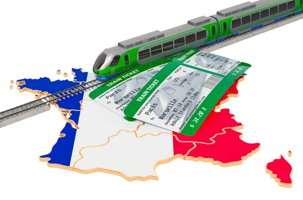 Железнодорожные перевозки во Франции, концепция. 3D рендеринг — стоковое фото