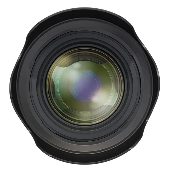Fotocamera lens, vooraanzicht. 3D-rendering — Stockfoto