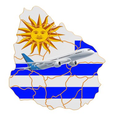 Uruguay'a uçuşlar, seyahat konsepti. 3d render