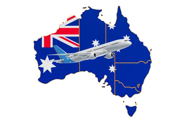 Loty do Australii, koncepcja podróży. Renderowanie 3D — Zdjęcie stockowe
