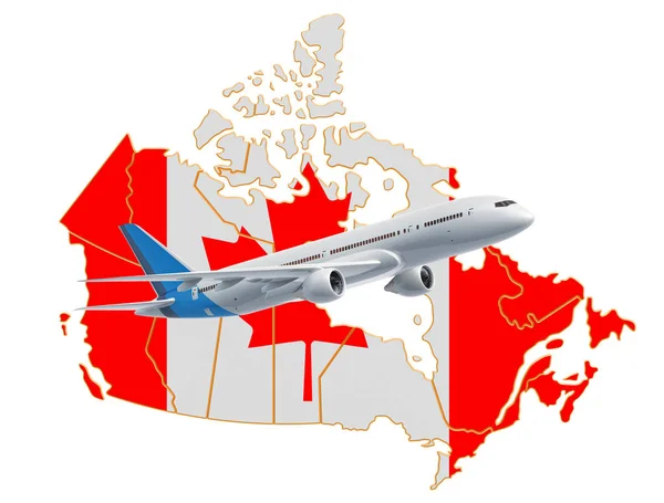 Vuelos a Canadá, concepto de viaje. Renderizado 3D — Foto de Stock