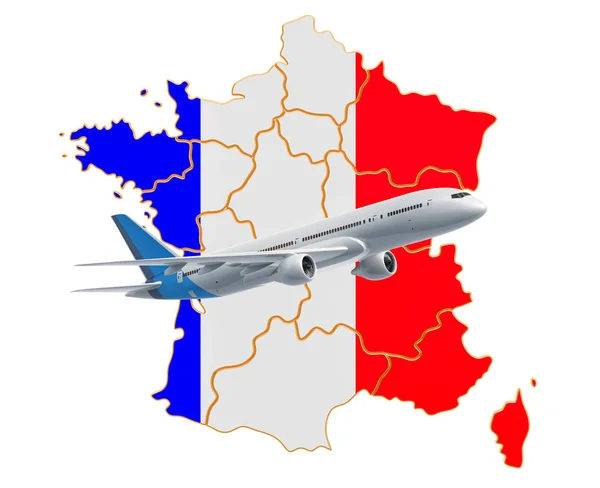 Flights to France, travel concept. 3D rendering — Stock Photo, Image