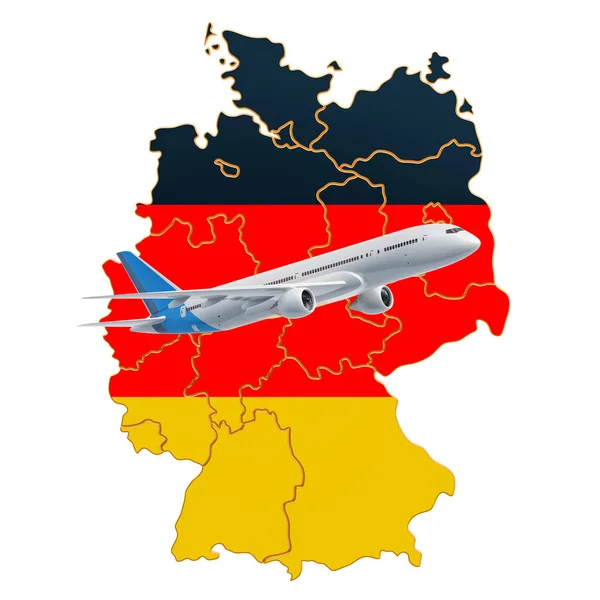 Flüge nach Deutschland, Reisekonzept. 3D-Darstellung — Stockfoto