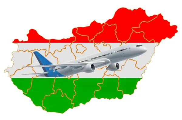 Magyarországi járatok, utazási koncepció. 3D-leképezés — Stock Fotó