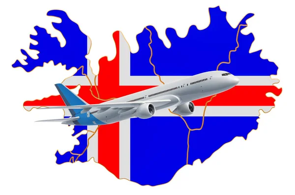 Lety na Island, koncepce cestování. prostorové vykreslování — Stock fotografie