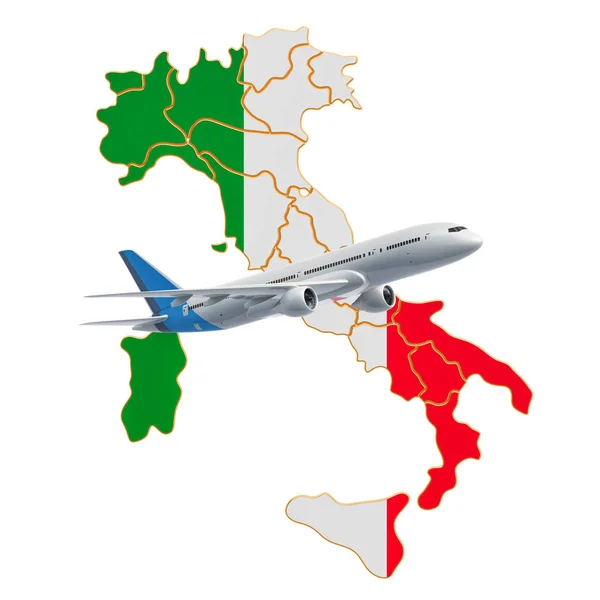 Πτήσεις προς Ιταλία, ταξιδιωτικές έννοιες. απόδοση 3D — Φωτογραφία Αρχείου