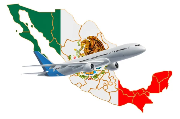 Vuelos a México, concepto de viaje. Renderizado 3D —  Fotos de Stock