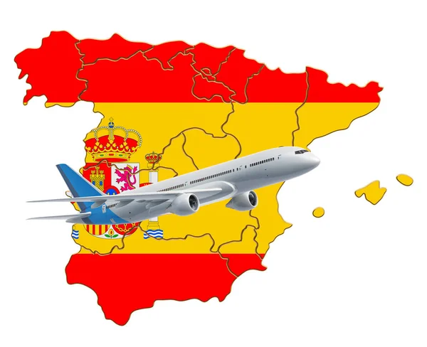 スペイン行きのフライト、旅行コンセプト。3D レンダリング — ストック写真