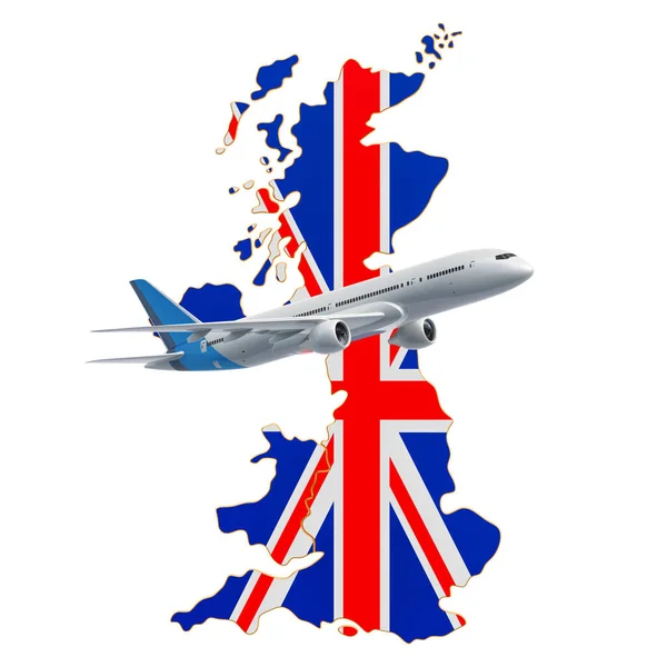 Flyg till Storbritannien, resekoncept. 3D-rendering — Stockfoto