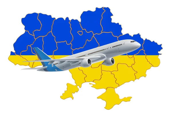 Flights to Ukraine, travel concept. 3D rendering — Stock Photo, Image