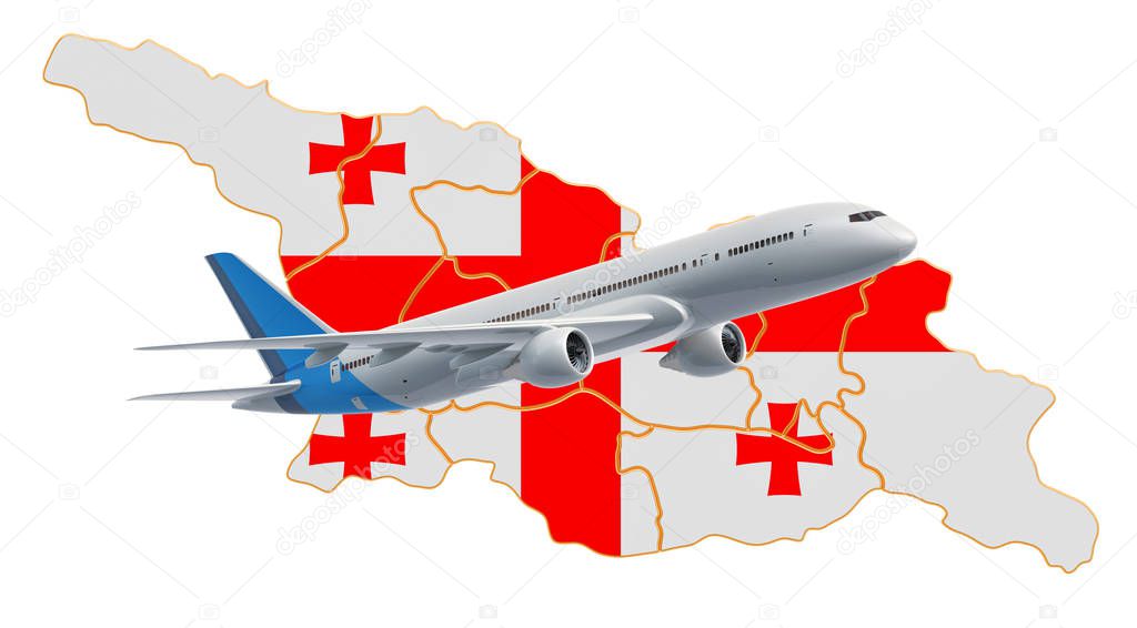 Flights to Georgia, travel concept. 3D rendering