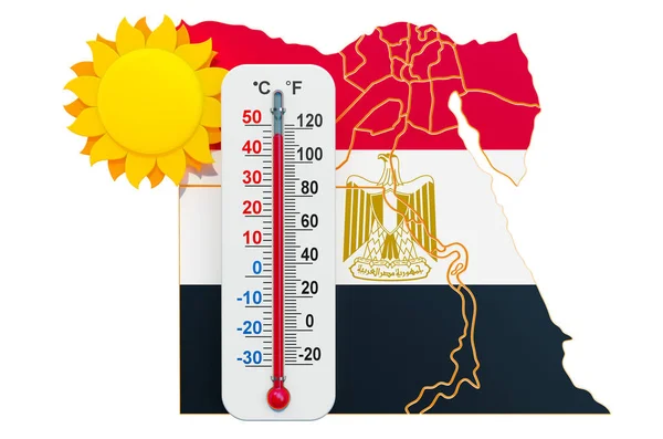Koncept tepla v Egyptě. prostorové vykreslování — Stock fotografie