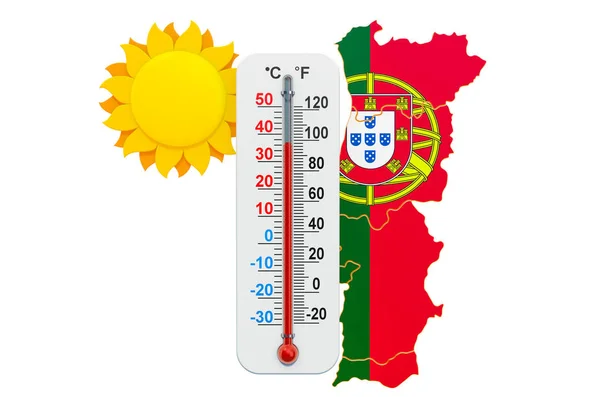 Calor em Portugal conceito. Renderização 3D — Fotografia de Stock