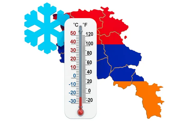 Ακραίο κρύο στην Αρμενία έννοια. απόδοση 3D — Φωτογραφία Αρχείου