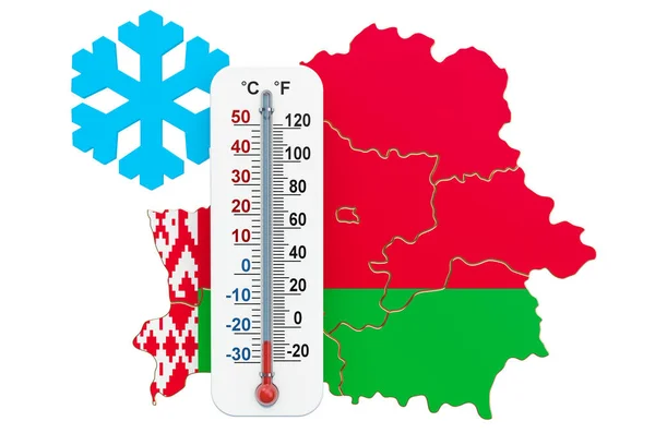 Ακραίο κρύο στη Λευκορωσία έννοια. απόδοση 3D — Φωτογραφία Αρχείου