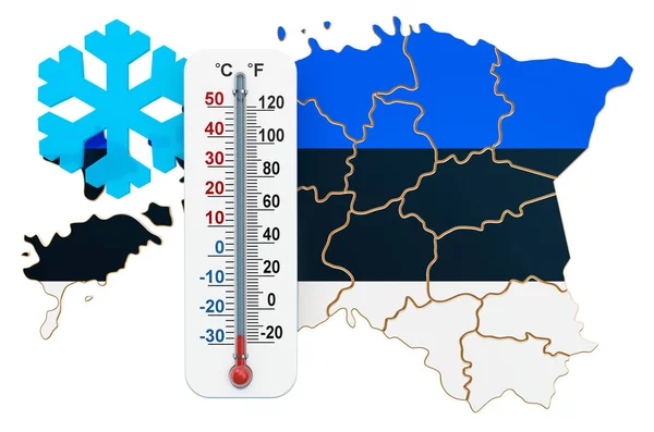 Ακραίο κρύο στην Εσθονία έννοια. απόδοση 3D — Φωτογραφία Αρχείου