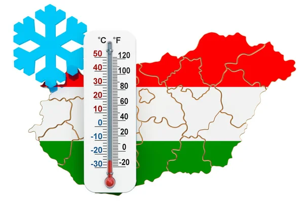 Extrém hidegek Magyarországon. 3D-leképezés — Stock Fotó