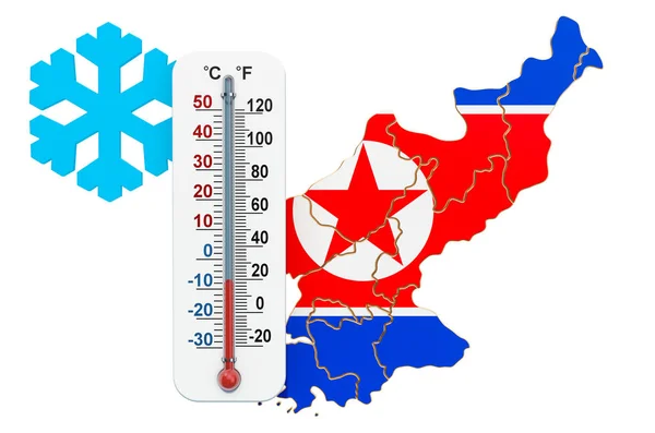 Ακραία κρύα στην ιδέα της Βόρειας Κορέας. απόδοση 3D — Φωτογραφία Αρχείου