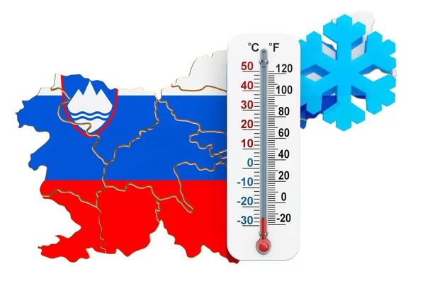 Ακραίο κρύο στην έννοια της Σλοβενίας. απόδοση 3D — Φωτογραφία Αρχείου