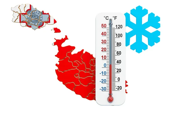 Na Maltě je extrémní zima. prostorové vykreslování — Stock fotografie