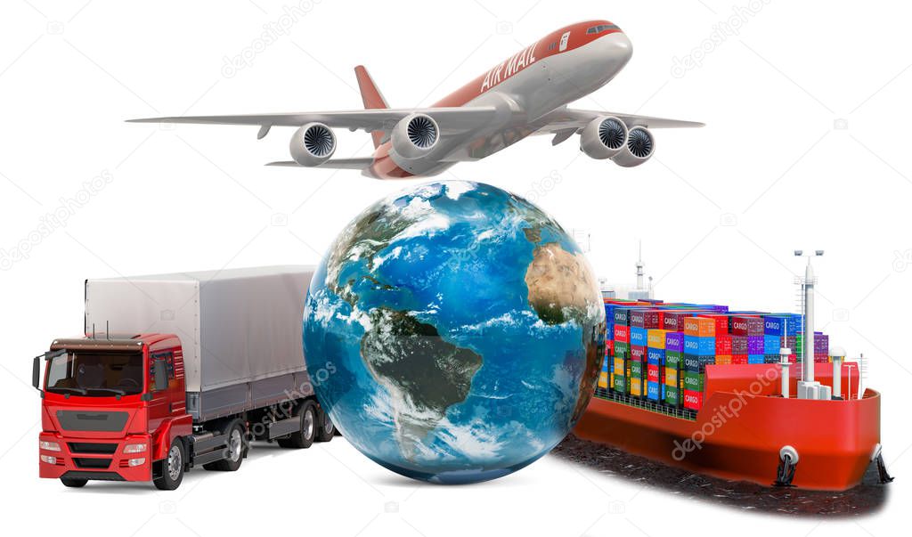Global delivery concept. Air freight, cargo shipping