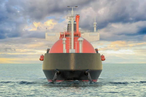 Transportador de gás navegando no oceano. Renderização 3D — Fotografia de Stock