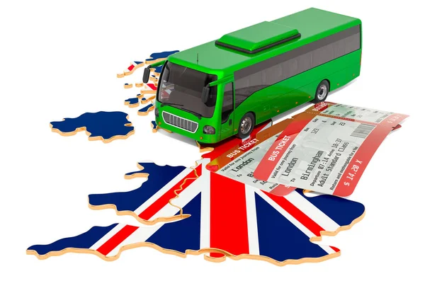 Bussresor i Storbritannien, koncept. 3D-rendering — Stockfoto