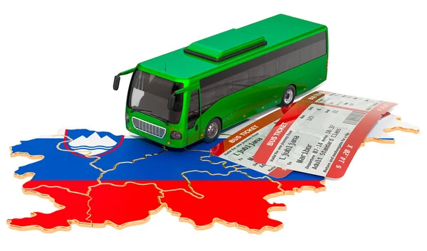 Cestování autobusem ve Slovinsku. prostorové vykreslování — Stock fotografie
