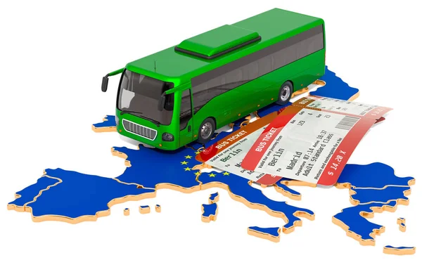 Busreisen in der Europäischen Union, Konzept. 3D-Darstellung — Stockfoto