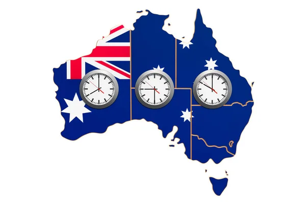 Часові пояси у концепції Австралії. 3D-рендерінг — стокове фото
