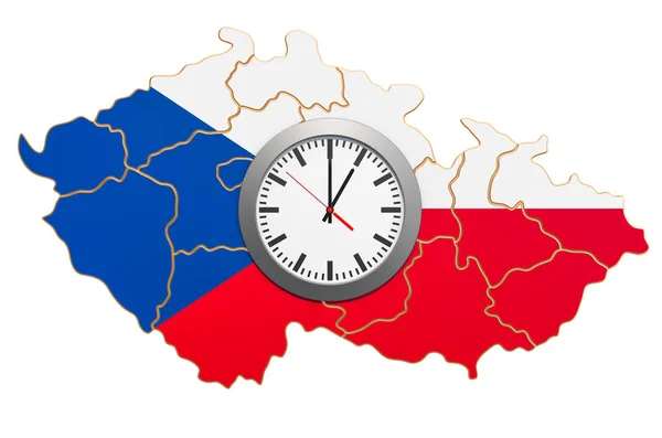 Tijd zones in de Tsjechische Republiek concept. 3D-rendering — Stockfoto