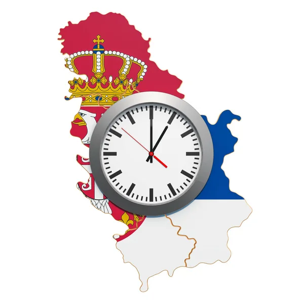Fuseaux horaires en Serbie concept. rendu 3D — Photo