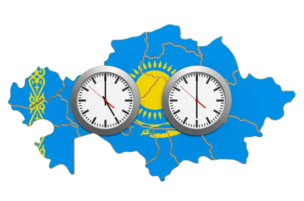 Time Zones in Kazakhstan concept. 3D rendering
