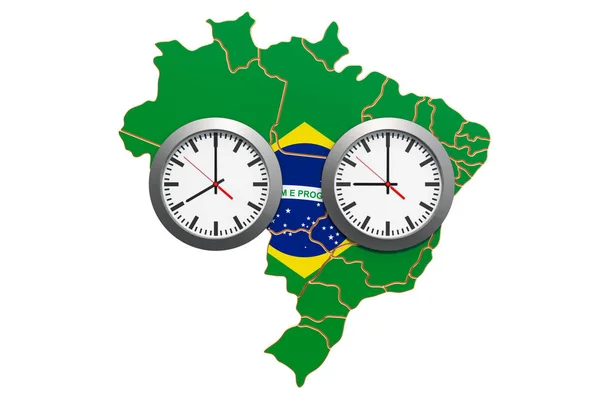 Tijd zones in Brazilië concept. 3D-rendering — Stockfoto
