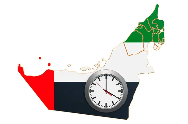 Strefy czasowe w koncepcji Zjednoczonych Emiratów Arabskich. Renderowanie 3D — Zdjęcie stockowe